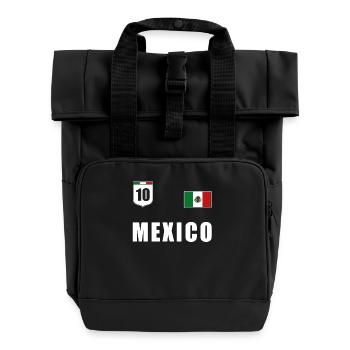 Mexico T-shirt Mexican flag jersey football - Roll Top Backpack with Two Handles - black - Front