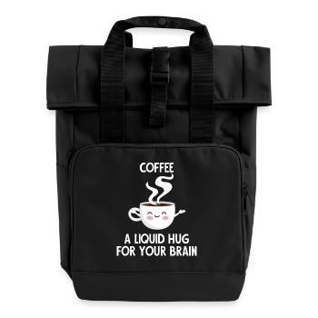 Coffee - Brain - Coffee Drinker - Gift - Roll Top Backpack with Two Handles - black - Front