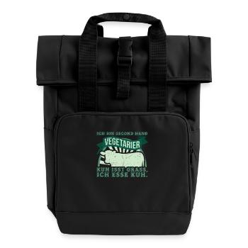 Second Hand Vegetarier - Rolltop Rucksack mit zwei Griffen - Schwarz - Vorne