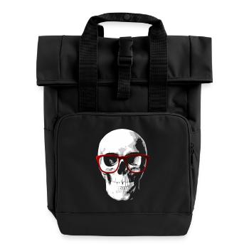 Nerd totenkopf für Geeks - Rolltop Rucksack mit zwei Griffen - Schwarz - Vorne
