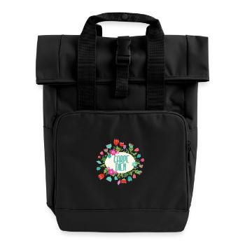 Carpe Diem - Rolltop Rucksack mit zwei Griffen - Schwarz - Vorne