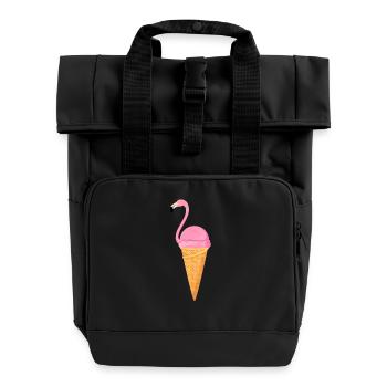 Flamingo Ice Cream - Rolltop Rucksack mit zwei Griffen - Schwarz - Vorne