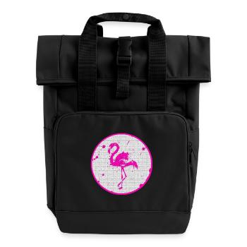 Pink flamingo - Roll Top Backpack with Two Handles - black - Front