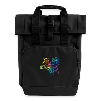 Zebra Boom! - Rolltop Rucksack mit zwei Griffen - Schwarz - Vorne
