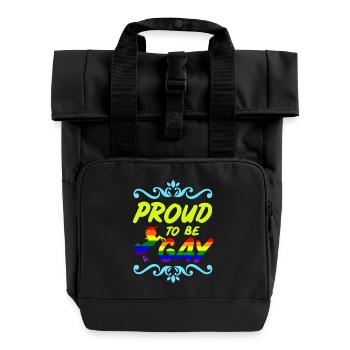 Proud to be gay - Roll Top Backpack with Two Handles - black - Front