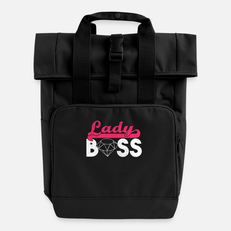 Lady Boss - Roll Top Backpack with Two Handles - black