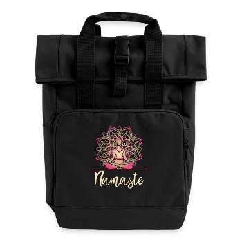 Yoga Yogi Namaste Meditation Gift - Roll Top Backpack with Two Handles - black - Front