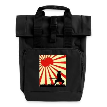 Mond Scheibe Samurai - Rolltop Rucksack mit zwei Griffen - Schwarz - Vorne