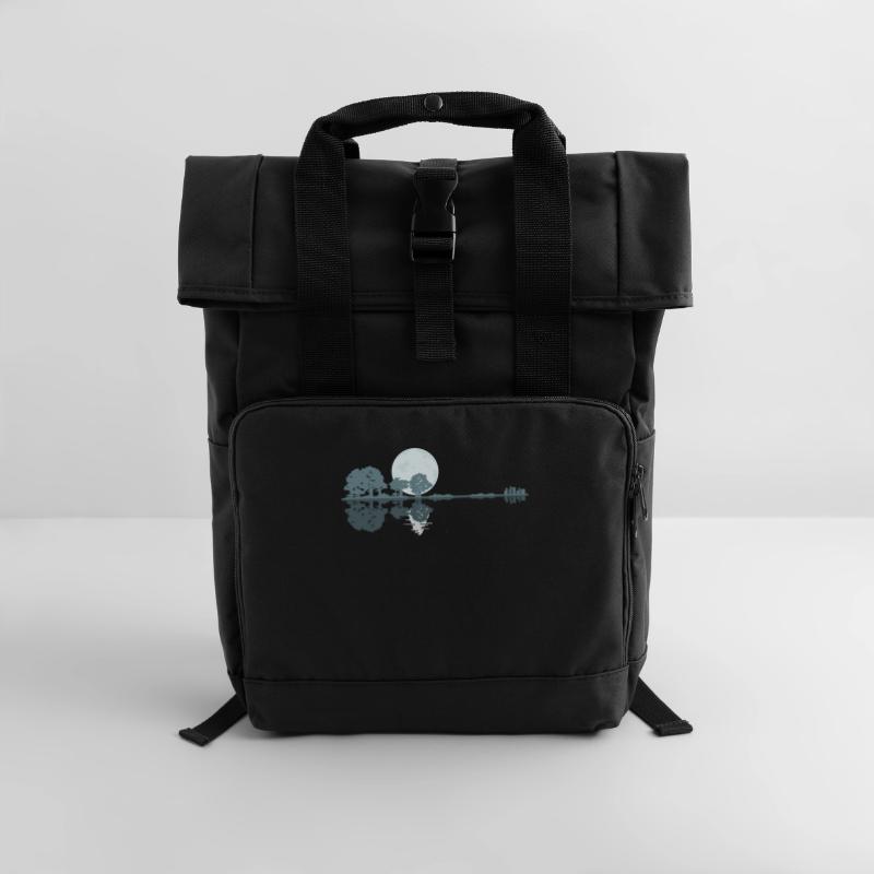 Guitar Lake Shadow Moonlight Geschenkidee Rolltop Rucksack mit zwei Griffen