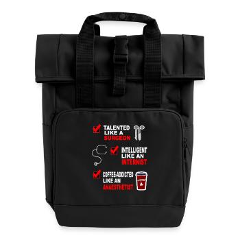 Surgeon Internist Anaesthetist Geschenkidee Shirt - Rolltop Rucksack mit zwei Griffen - Schwarz - Vorne