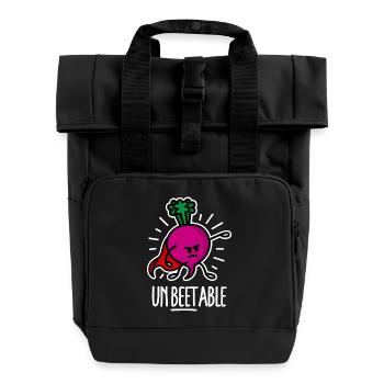 Unbeetable / unbeatable beetroot beet on dark - Roll Top Backpack with Two Handles - black - Front