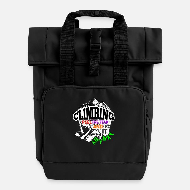 Escalade d'escalade - Sac à dos Roll Top à deux anses - noir