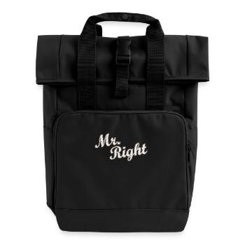 Mr Right Paarshirt / Partnershirt Gift Idea - Roll Top Backpack with Two Handles - black - Front