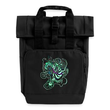 Korallen Landkarte / Florales Muster - Rolltop Rucksack mit zwei Griffen - Schwarz - Vorne