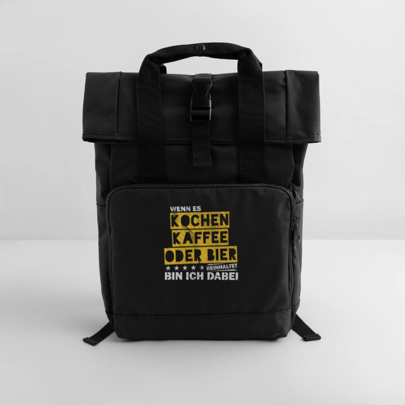 Kochen Kaffee oder Bier Junggesellenabschied Rolltop Rucksack mit zwei Griffen