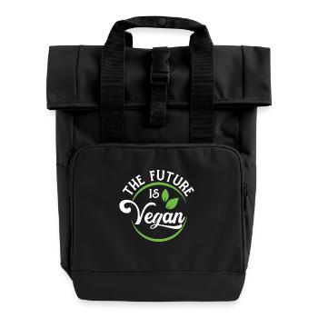 The Future is Vegan vegetarian abstaining - Roll Top Backpack with Two Handles - black - Front