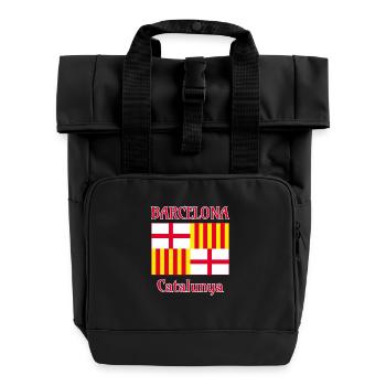 Barcelona flag in red white and yellow - Roll Top Backpack with Two Handles - black - Front