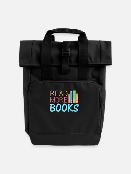 Bücher lesen Buch - Rolltop Rucksack mit zwei Griffen - Schwarz