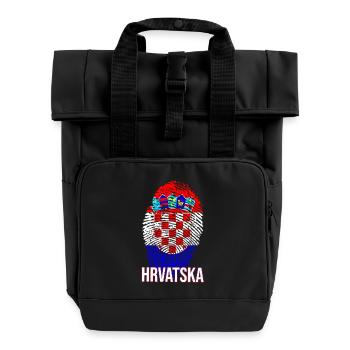 HRVATSKA design with Croatian flag - Roll Top Backpack with Two Handles - black - Front