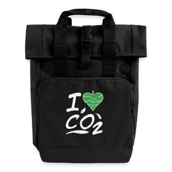Climate Change I Love CO2 Vintage Gift Idea - Roll Top Backpack with Two Handles - black - Front