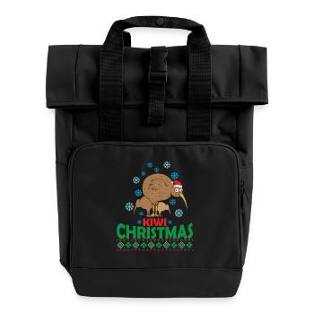 Ugly Christmas mit Kiwi Vogel aus Neuseeland - Rolltop Rucksack mit zwei Griffen - Schwarz - Vorne