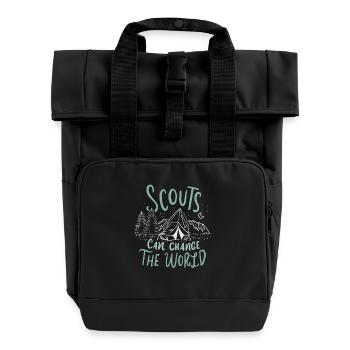 Scout camping tents gift - Roll Top Backpack with Two Handles - black - Front