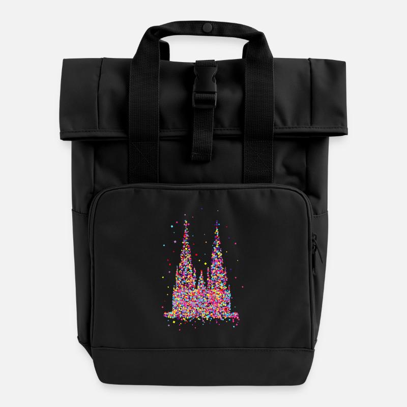 Cathédrale de Cologne, confettis - Sac à dos Roll Top à deux anses - noir