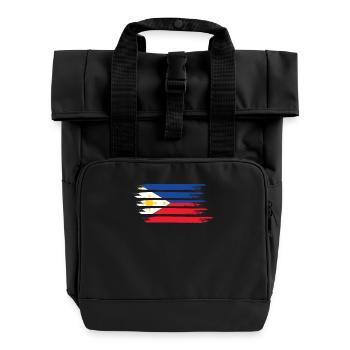 Philippines flag - Roll Top Backpack with Two Handles - black - Front