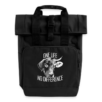 One Life No Difference Vegan Vegetarier Tierschutz - Rolltop Rucksack mit zwei Griffen - Schwarz - Vorne