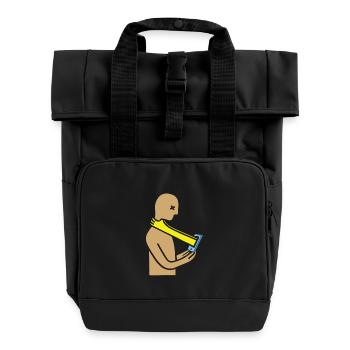 Gagging smartphone head - Roll Top Backpack with Two Handles - black - Front