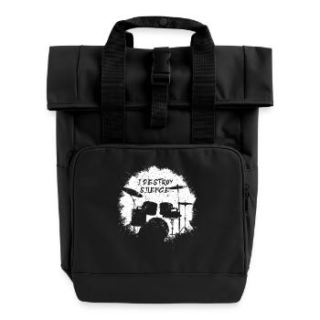Schlagzeug Schlagzeuger - Rolltop Rucksack mit zwei Griffen - Schwarz - Vorne
