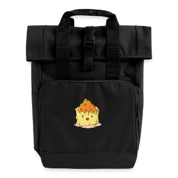 Wan Tan dumpling - Roll Top Backpack with Two Handles - black - Front
