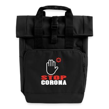 Stop Corona - Roll Top Backpack with Two Handles - black - Front