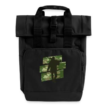 Jäger Camouflage - Rolltop Rucksack mit zwei Griffen - Schwarz - Vorne