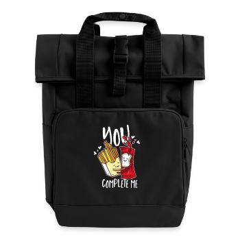 Pommes und Ketchup – Perfekte Kombination Genießer - Rolltop Rucksack mit zwei Griffen - Schwarz - Vorne