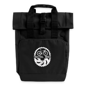 gravel bike bicycle - Roll Top Backpack with Two Handles - black - Front