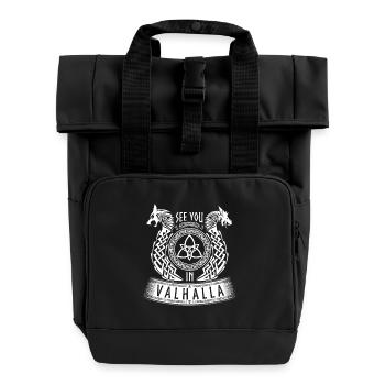 See You In Valhalla Wikinger Germanen Drache Wolf - Rolltop Rucksack mit zwei Griffen - Schwarz - Vorne