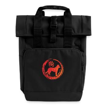 Dog chinese zodiac - Roll Top Backpack with Two Handles - black - Front