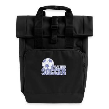 Fußball "Play Hard Soccer" - Rolltop Rucksack mit zwei Griffen - Schwarz - Vorne