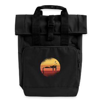 Black cat - Roll Top Backpack with Two Handles - black - Front