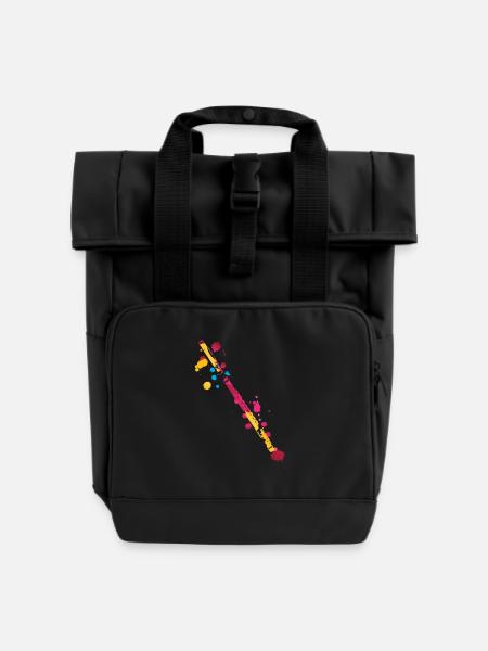 Querflöte Splash - Rolltop Rucksack mit zwei Griffen - Schwarz