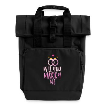 Will you marry me - Roll Top Backpack with Two Handles - black - Front