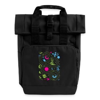 Weltraumbahn verfolgen Kinder - Rolltop Rucksack mit zwei Griffen - Schwarz - Vorne