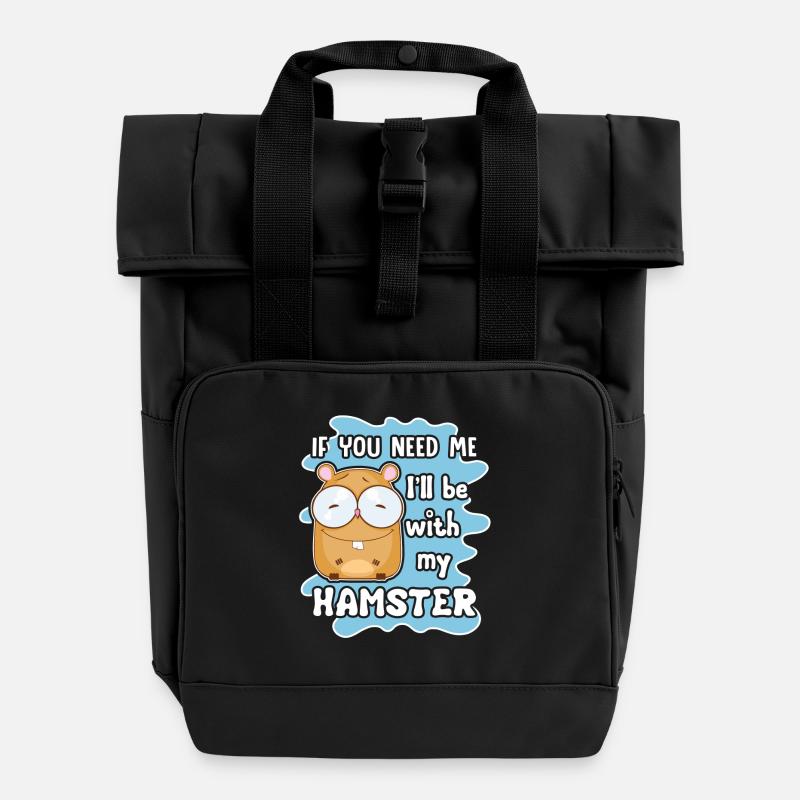 Hamster je serai avec mon hamster - Sac à dos Roll Top à deux anses - noir