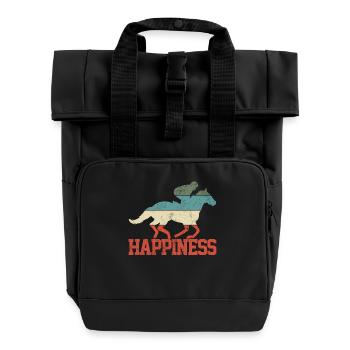 Rider Riding Horse - Roll Top Backpack with Two Handles - black - Front