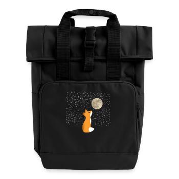 Fuchs Mond Winter Natur Nacht Süß Niedlich Geschen - Rolltop Rucksack mit zwei Griffen - Schwarz - Vorne