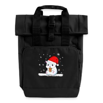 Hamster Weihnachten Süß Keks Schnee Geschenk Niedl - Rolltop Rucksack mit zwei Griffen - Schwarz - Vorne