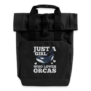 Orcas - Roll Top Backpack with Two Handles - black - Front
