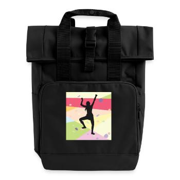 Klettern Kletterer - Rolltop Rucksack mit zwei Griffen - Schwarz - Vorne
