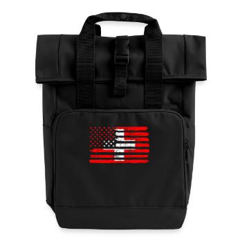 USA Flagge Schweiz - Rolltop Rucksack mit zwei Griffen - Schwarz - Vorne